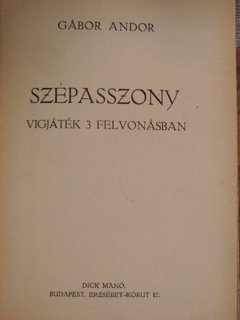 Gábor Andor - Szépasszony [antikvár]
