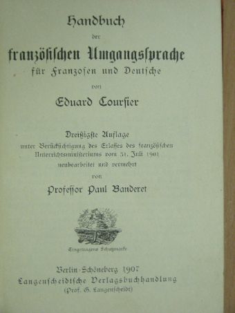 Eduard Coursier - Handbuch der französischen Umgangssprache für Franzosen und Deutsche (gótbetűs) [antikvár]