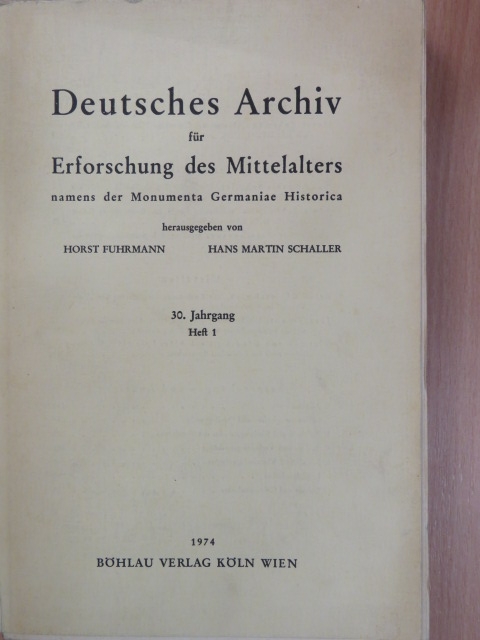 Deutsches Archiv für Erforschung des Mittelalters namens der Monumenta Germaniae Historica Heft 1. [antikvár]