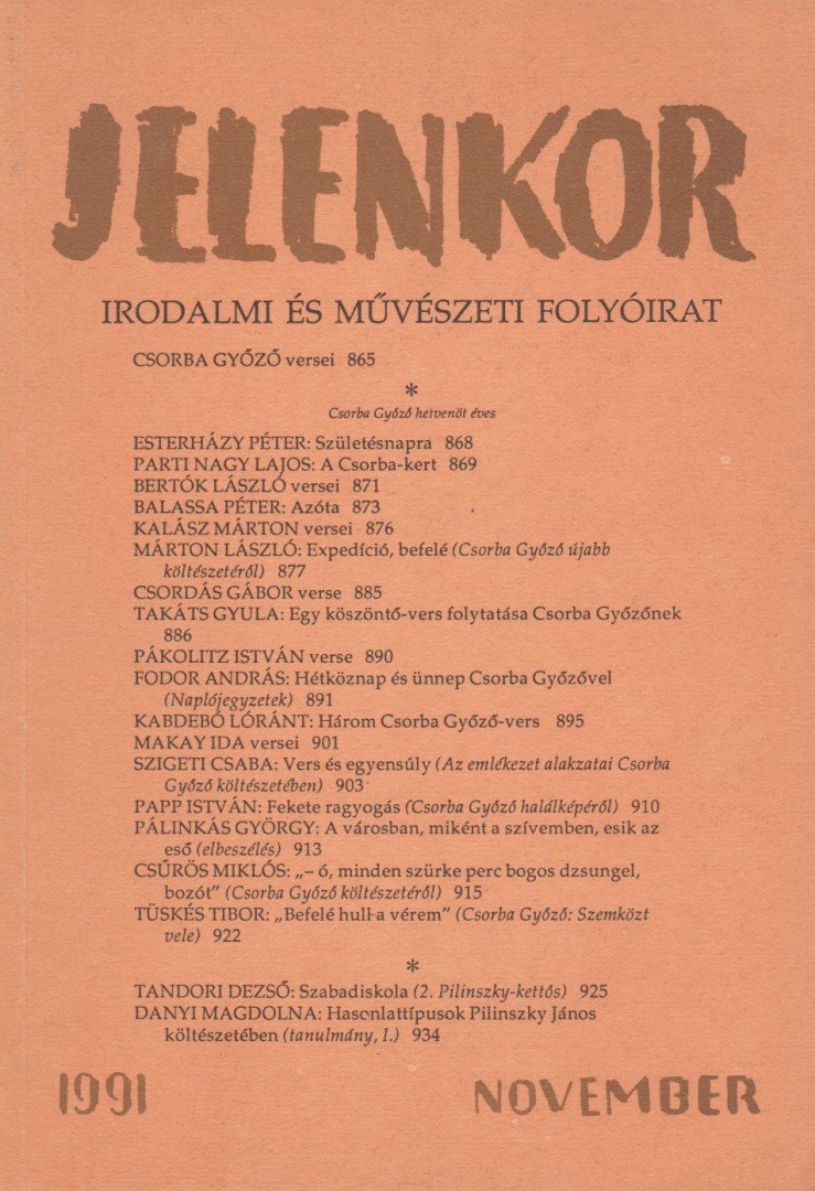 Csuha István - Jelenkor 1991. November [antikvár]