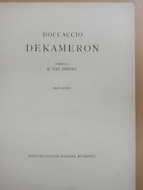 Giovanni Boccaccio - Dekameron I. (töredék) [antikvár]