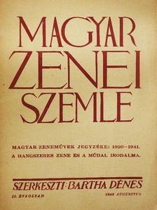Reics István - Magyar Zenei Szemle 1942. augusztus [antikvár]