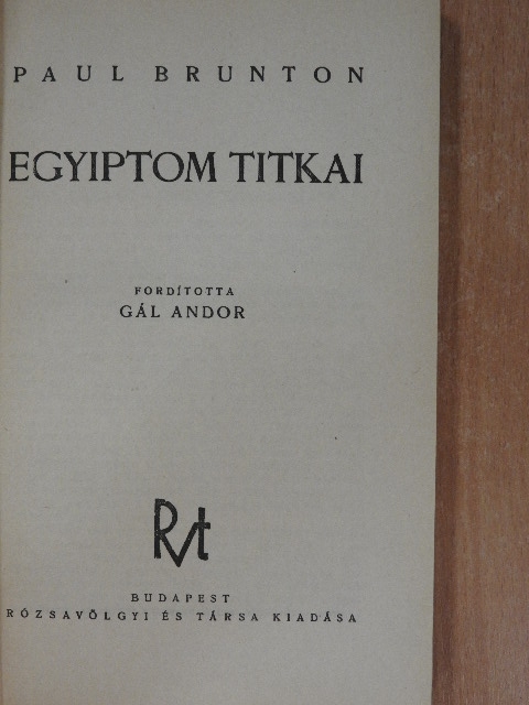 Paul Brunton - Egyiptom titkai [antikvár]