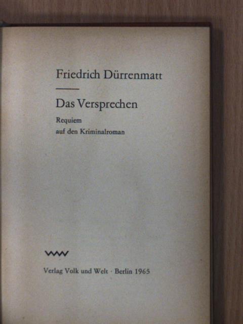 Friedrich Dürrenmatt - Das Versprechen [antikvár]