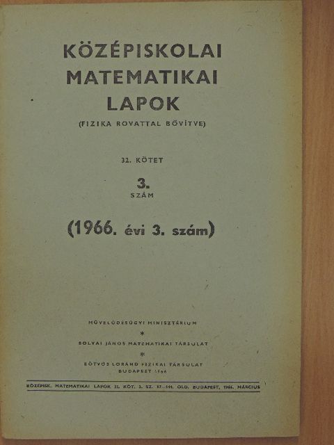 Lőrincz Pál - Középiskolai matematikai lapok 1966/3. [antikvár]