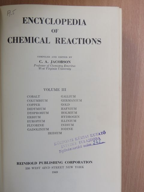 Encyclopedia of Chemical Reactions III. [antikvár]