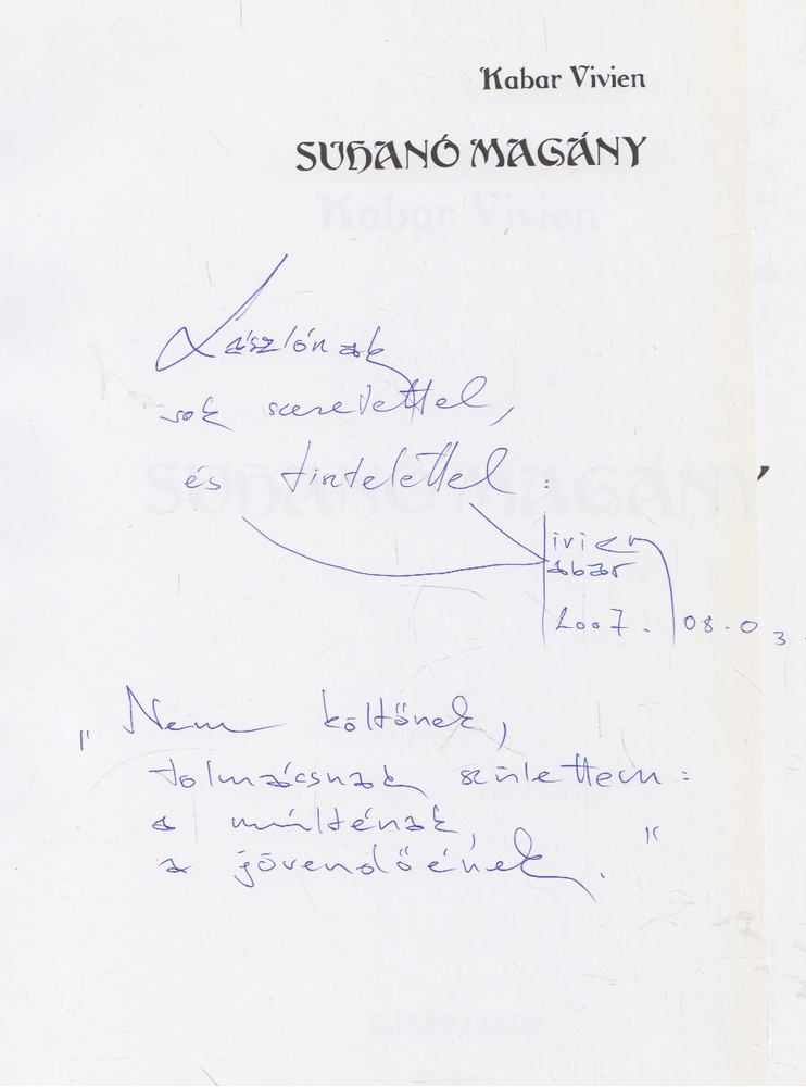 Kabar Vivien - Suhanó magány (dedikált) [antikvár]