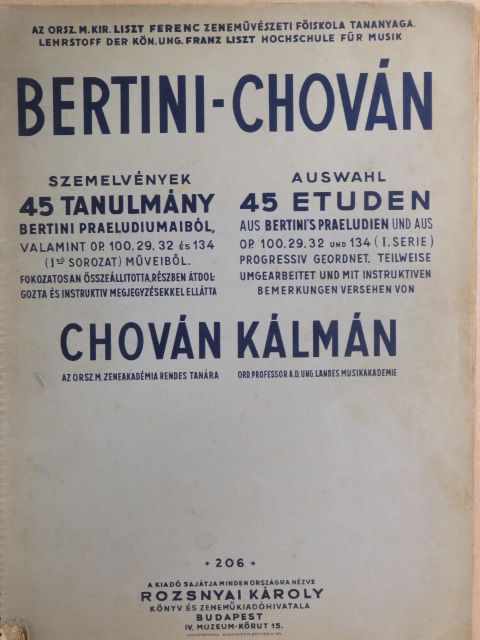 Bertini - Bertini-Chován szemelvények [antikvár]