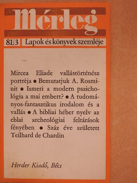 Seymour Cain - Mérleg 1981/3. [antikvár]