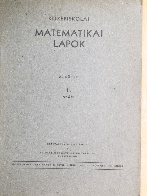 Kárteszi Ferenc - Középiskolai matematikai lapok 1955. január [antikvár]