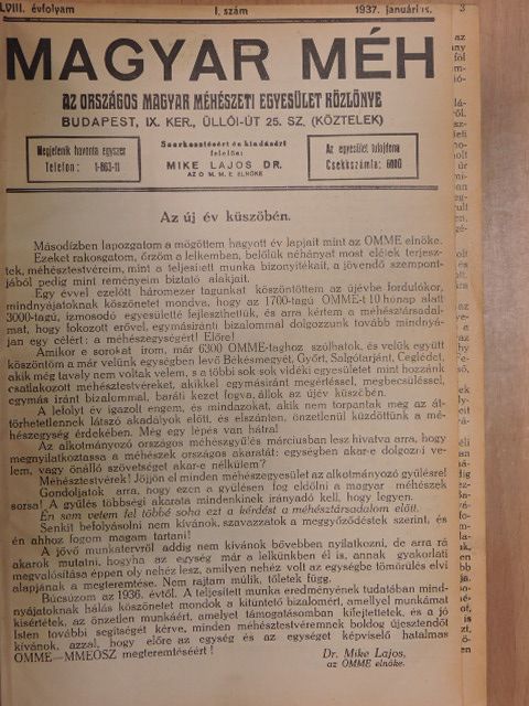 Dr. Koppán József - Magyar Méh 1937-1938. január-december [antikvár]