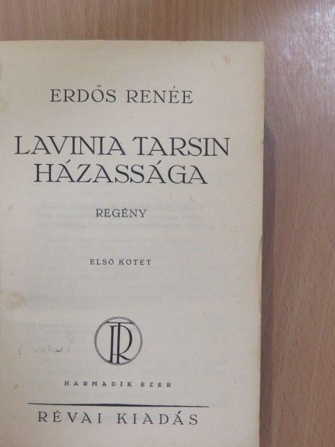 Erdős Renée - Lavinia Tarsin házassága I-II. (aláírt példány) [antikvár]