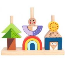 Tooky Toy: Fa Montessori építőjáték - Kirándulás nappal és éjjel