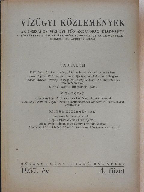 Balló Iván - Vízügyi közlemények 1957/4. [antikvár]