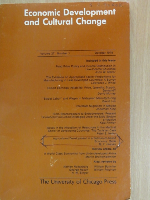 David Lim - Economic Development and Cultural Change October 1978 [antikvár]