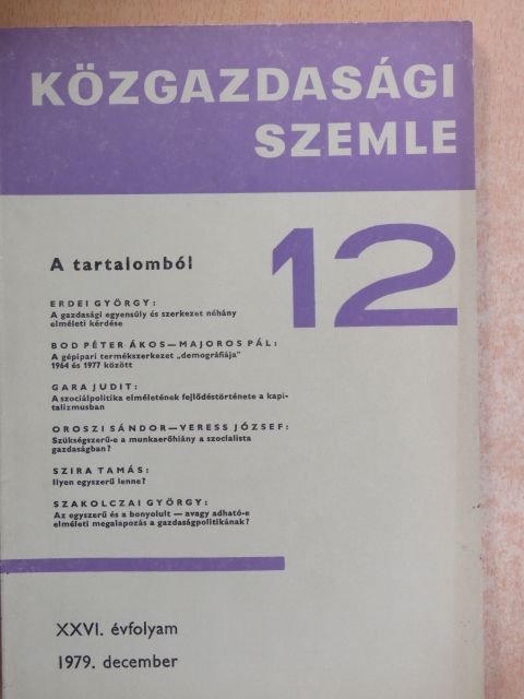 Erdei György - Közgazdasági Szemle 1979. december [antikvár]