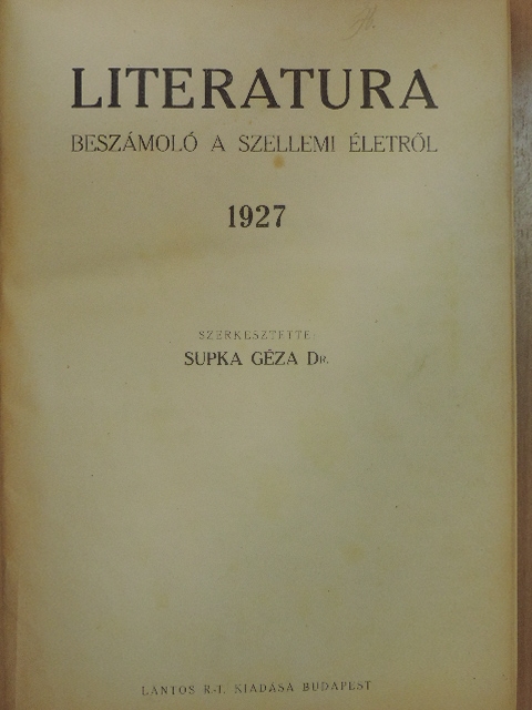 Dr. Podhradszky György - Literatura 1927. január-december [antikvár]