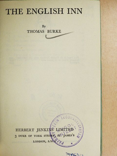 Thomas Burke - The English Inn [antikvár]