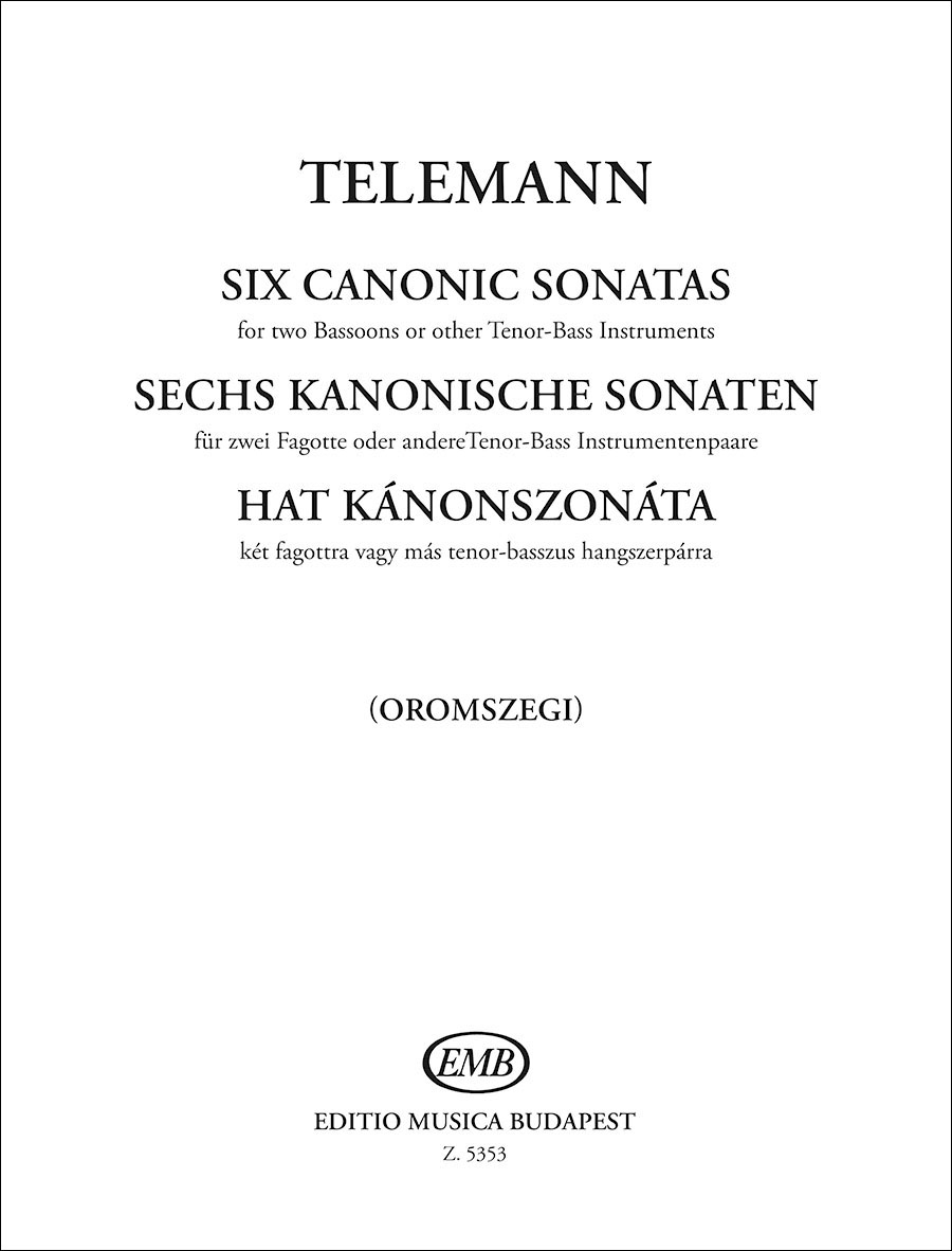 TELEMANN - HAT KÁNONSZONÁTA KÉT FAGOTTRA VAGY MÁS TENOR-BASSZUS HANGSZERPÁRRA
