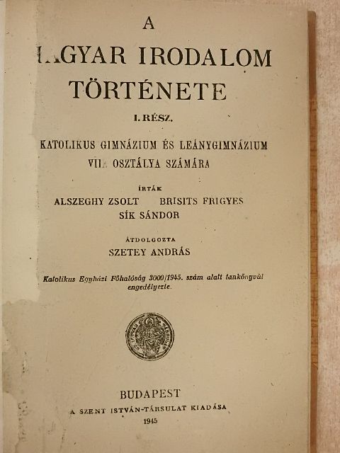 Alszeghy Zsolt - A magyar irodalom története I. [antikvár]