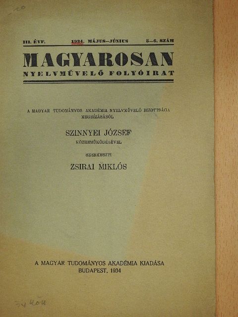 Csűry Bálint - Magyarosan 1934. május-június [antikvár]
