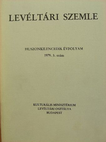 Bánki-Horváth Mihályné - Levéltári Szemle 1979. szeptember-december [antikvár]