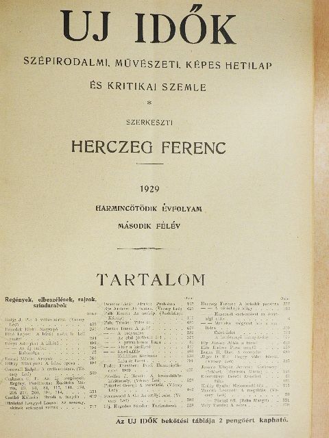 Angerianus - Uj Idők 1929. június-december (fél évfolyam) [antikvár]