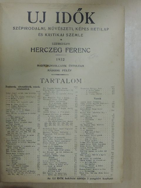Aba Novák Vilmos - Uj Idők 1932. július-december (fél évfolyam) [antikvár]
