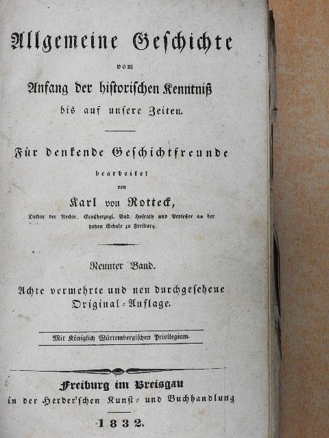 Karl von Rotteck - Allgemeine Geschichte vom Anfang der historischen Kenntniß bis auf unsere Zeiten IX. (gótbetűs) [antikvár]