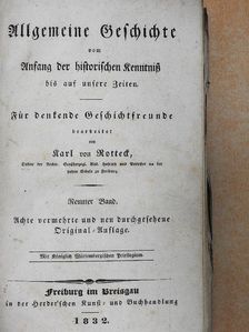 Karl von Rotteck - Allgemeine Geschichte vom Anfang der historischen Kenntniß bis auf unsere Zeiten IX. (gótbetűs) [antikvár]