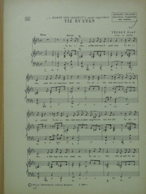 Vécsey Ernő - Tíz év után [antikvár]
