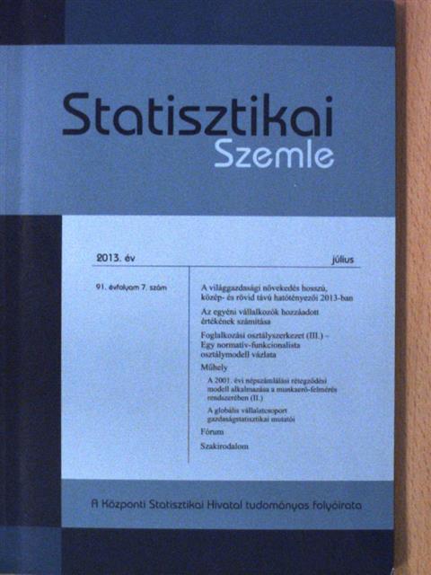 Farkas Péter - Statisztikai Szemle 2013. július [antikvár]