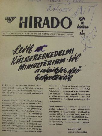 Baczoni Jenő - ÉBGV Hiradó 1971. [antikvár]