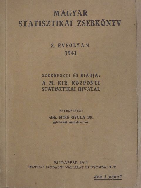Magyar statisztikai zsebkönyv 1941. [antikvár]