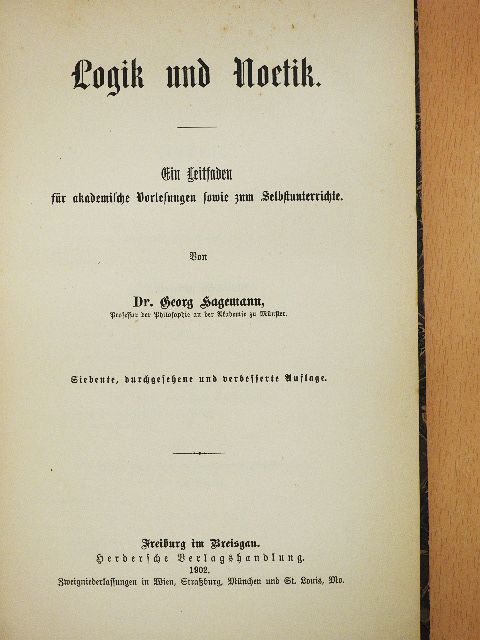 Dr. Georg Hagemann - Logik und Noetik (gótbetűs) [antikvár]