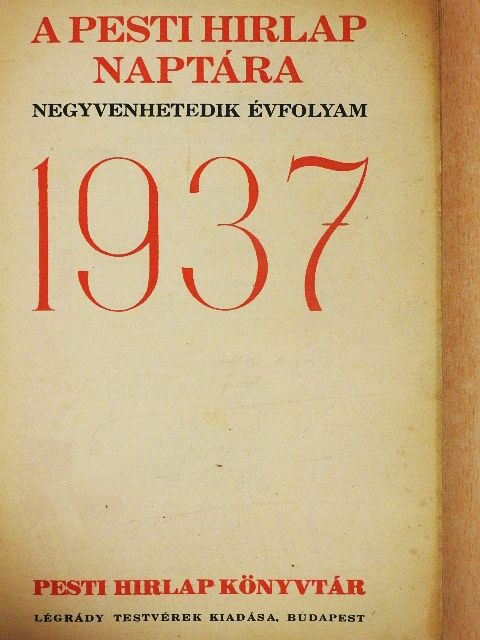 Camillo Zavaleta - A Pesti Hirlap naptára 1937 [antikvár]