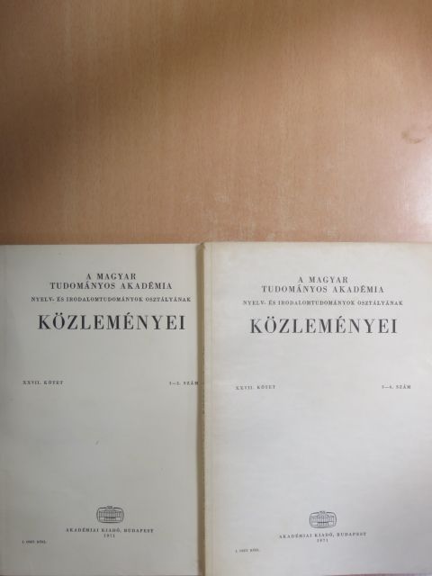 Bognár József - A Magyar Tudományos Akadémia Nyelv- és Irodalomtudományok Osztályának közleményei XXVII. 1-4. [antikvár]