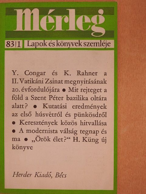 G. Lohfink - Mérleg 1983/1. [antikvár]