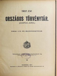 1937. évi Országos Törvénytár  [antikvár]