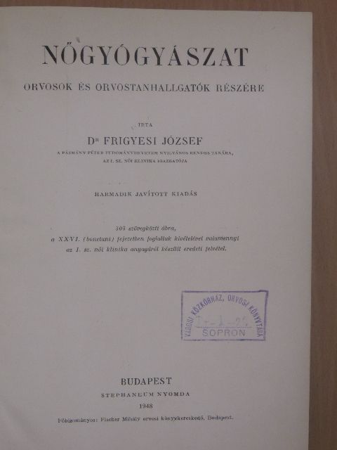 Dr. Frigyesi József - Nőgyógyászat [antikvár]