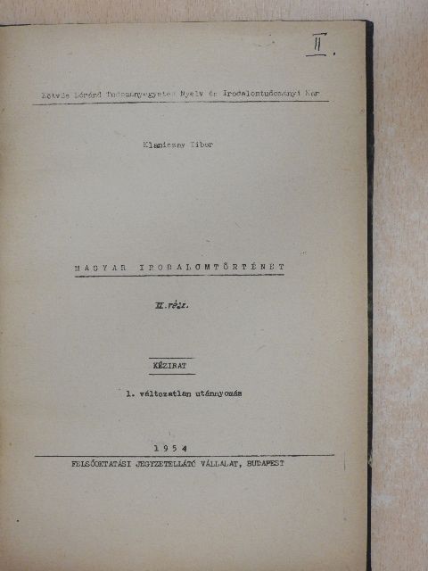 Klaniczay Tibor - Magyar irodalomtörténet II. [antikvár]