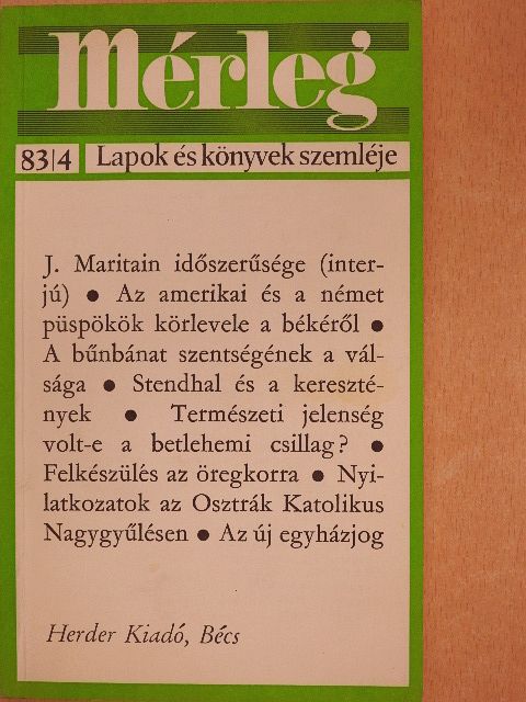 Philipp Schmitz - Mérleg 1983/4. [antikvár]