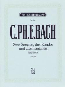 BACH, C.PH.E. - ZWEI SONATEN, DREI RONDOS UND ZWEI FANTASIEN FÜR KLAVIER Wotq 58 (C.KREBS)