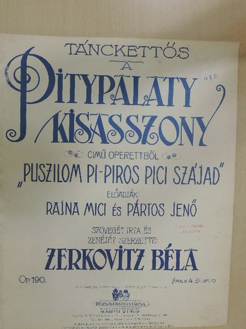 Zerkovitz Béla - Tánckettős a Pitypalaty kisasszony című operettből [antikvár]