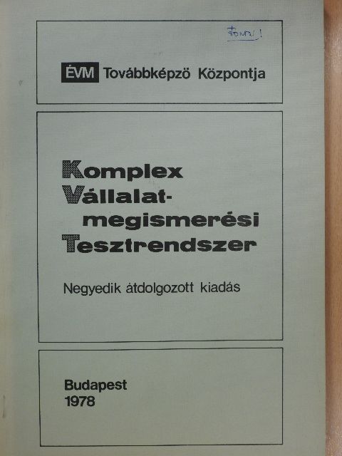 Dr. Kozma Attila - Komplex Vállalatmegismerési Tesztrendszer [antikvár]