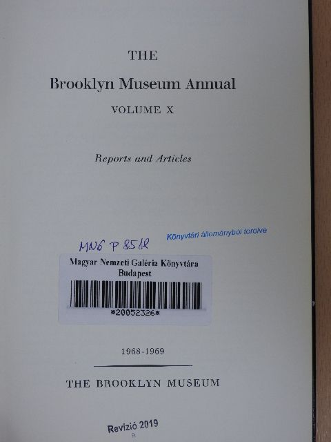 Bernard V. Bothmer - The Brooklyn Museum Annual 1968-1969 [antikvár]