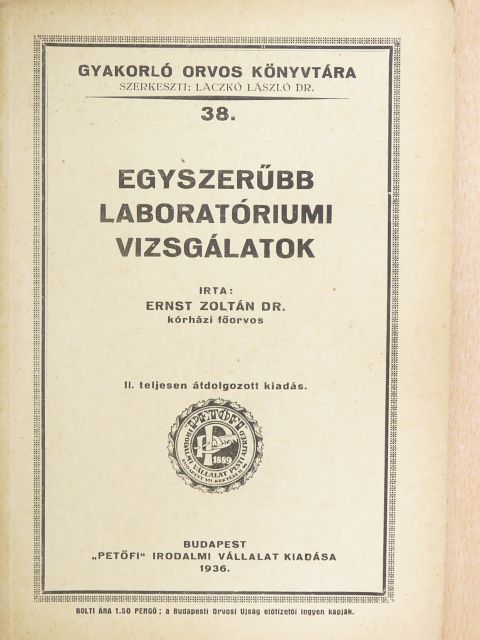 Dr. Ernst Zoltán - Egyszerűbb laboratóriumi vizsgálatok [antikvár]