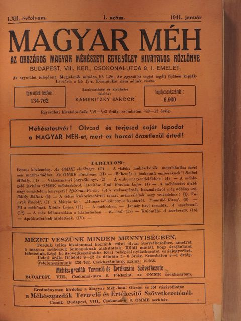 Báldy Bálint - Magyar Méh 1941-1942. január-december [antikvár]