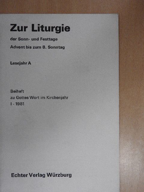 Zur Liturgie der Sonn- und Festtage [antikvár]