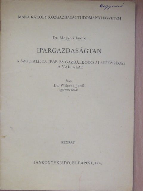 Dr. Megyeri Endre - Ipargazdaságtan [antikvár]